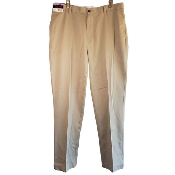Roundtree & Yorke Pants Roundtree Yorke Classic Fit Flat Front Dress Pants 38x34 Khaki